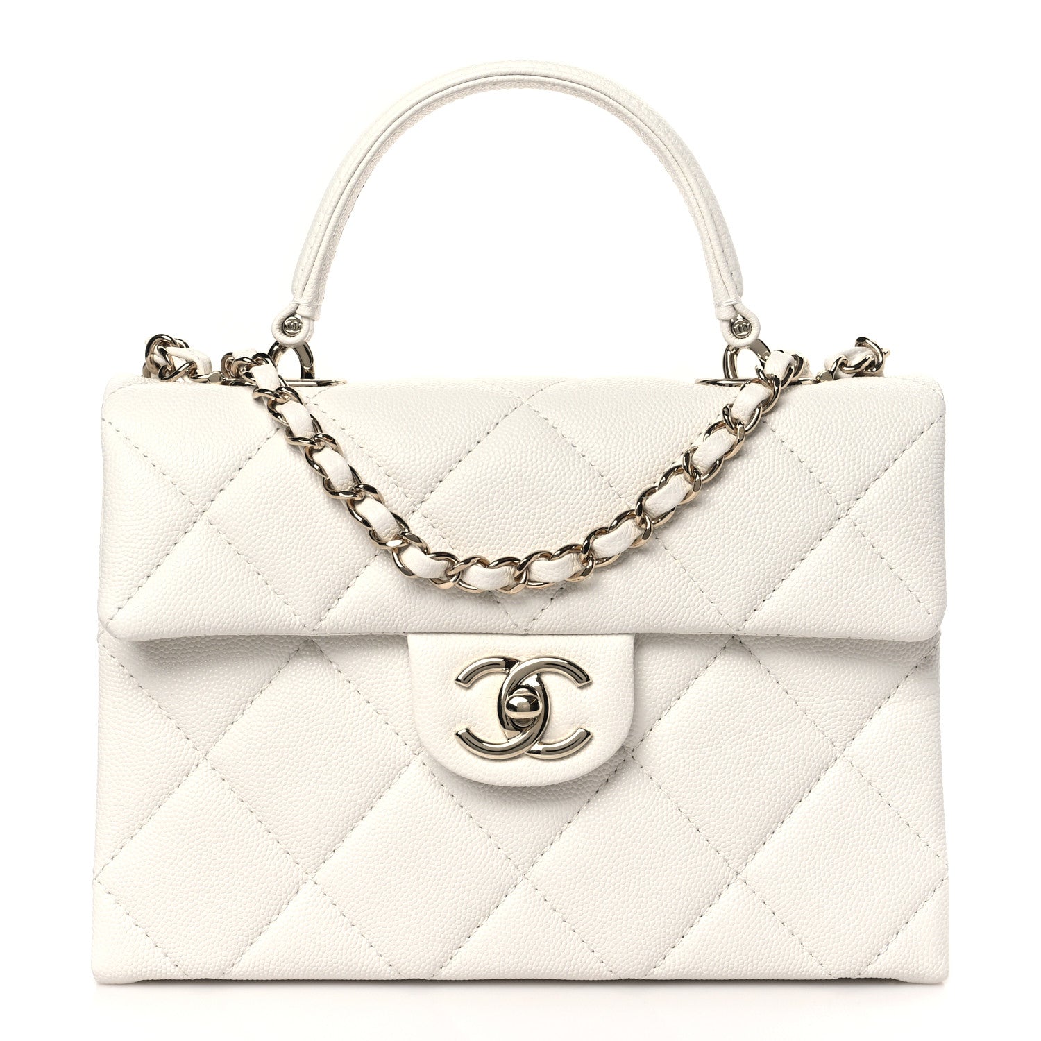 Chanel Caviar Quilted Mini Retro Twist Top Handle Flap White 1 of 9