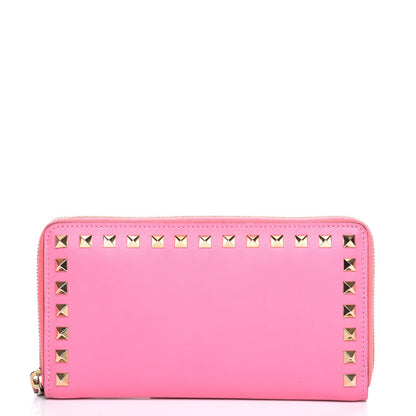 Valentino Garavani Calfskin Rockstud Zip Around Wallet Ninphea 1 of 8