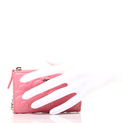 Chanel Caviar Camellia Embossed Key Holder Case Pink 2 of 8