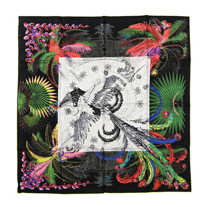 Hermes Silk Mythiques Phoenix Coloriage Scarf 90 Black Vert Rouge 1 of 5