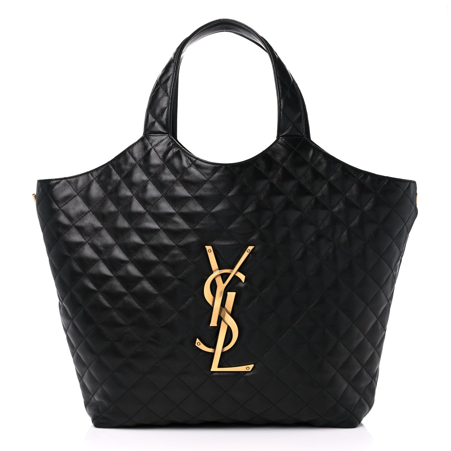 Lambskin Quilted Maxi Icare Shopping Tote Black