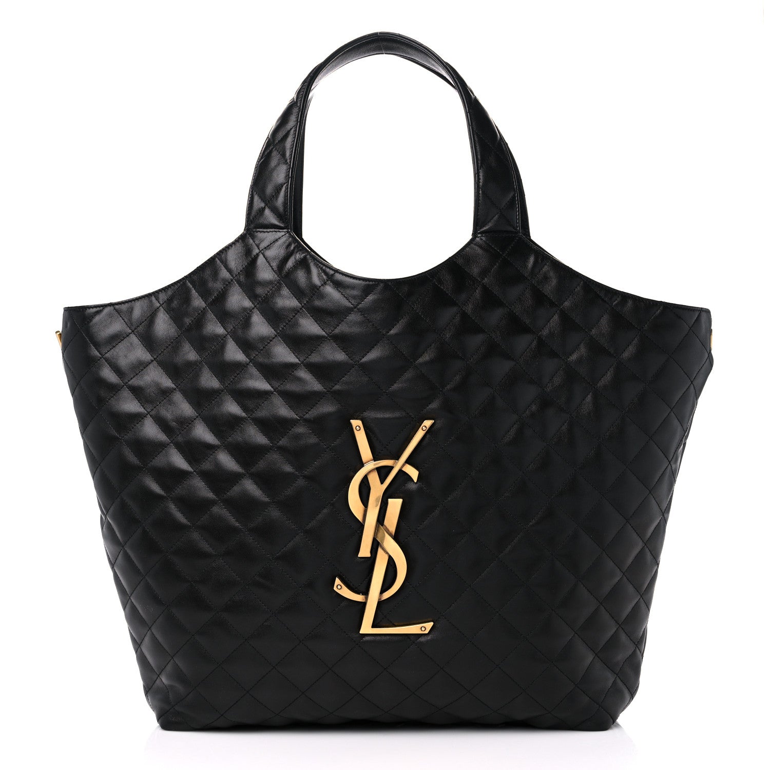 Saint Laurent Lambskin Quilted Maxi Icare Shopping Tote Black 2 of 10