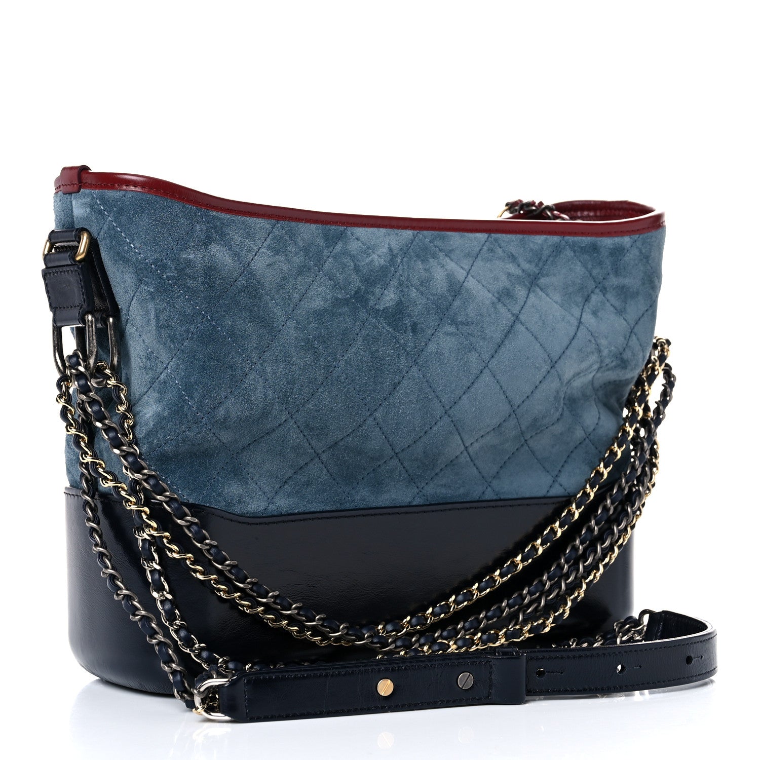 Chanel Suede Calfskin Quilted Medium Gabrielle Hobo Blue 3 of 15