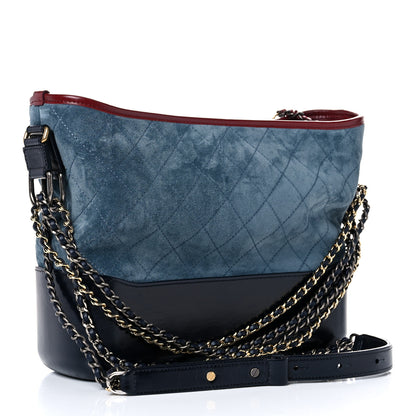 Chanel Suede Calfskin Quilted Medium Gabrielle Hobo Blue 3 of 15