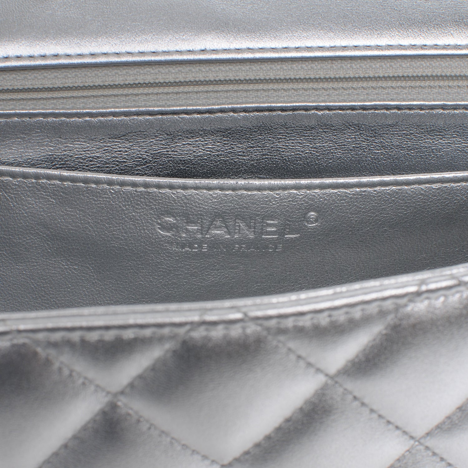 Chanel Metallic Lambskin Quilted Jumbo Single Flap Silver 6 of 7