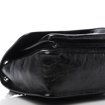 Saint Laurent Crinkled Calfskin Matelasse Monogram Medium Niki Chain Satchel Black 6 of 9