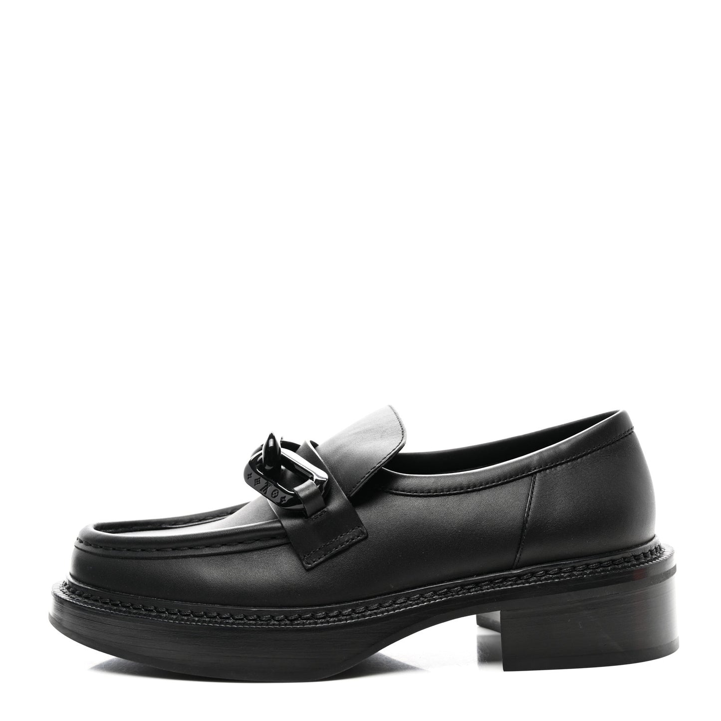 Calfskin Oversized Chain Academy Loafers 40 Black