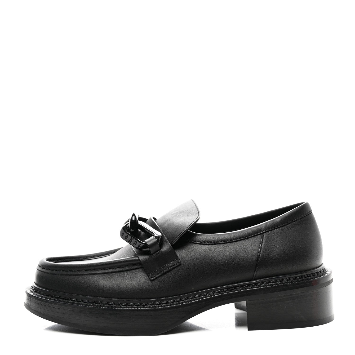 Louis Vuitton Calfskin Oversized Chain Academy Loafers 40 Black 1 of 8