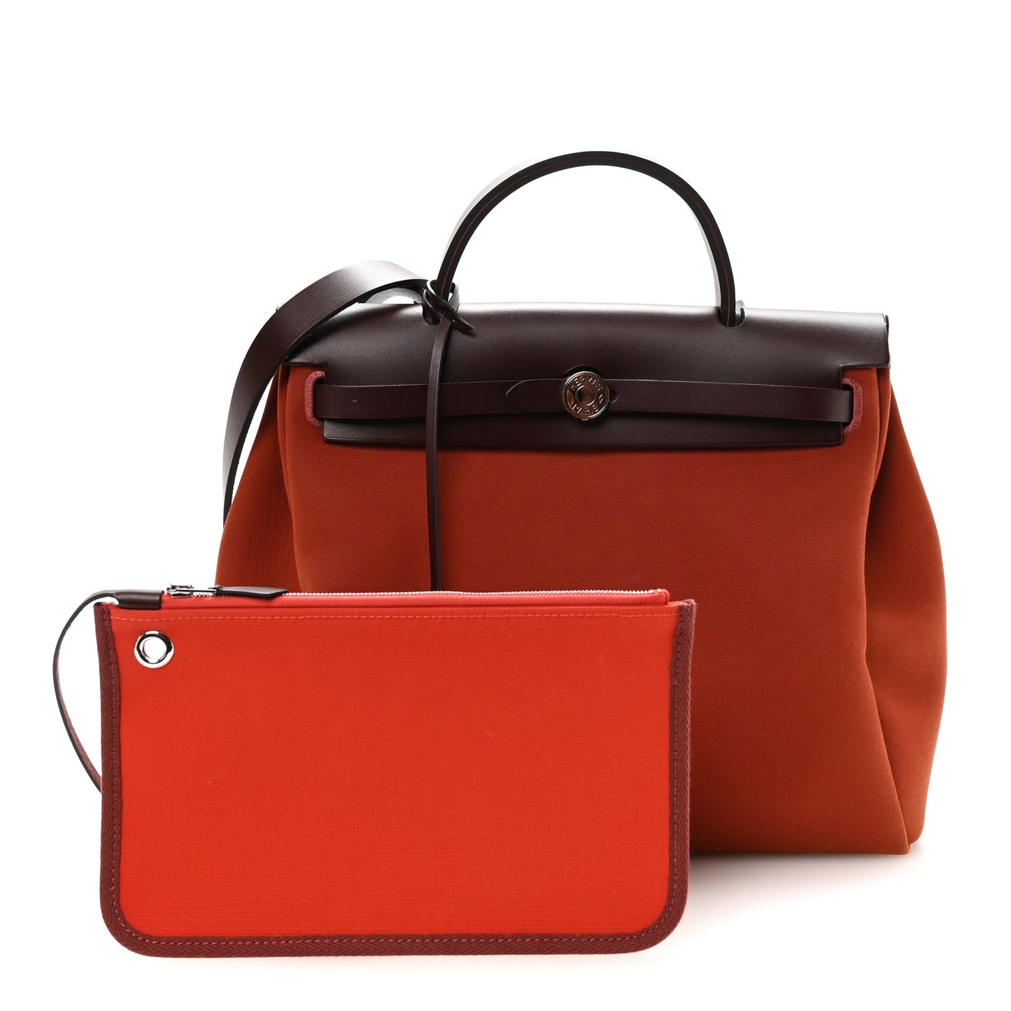 Military Toile Vache Hunter Tri-Color Herbag Zip Retourne 31 PM Rouge H Cuirve Orange Mecano