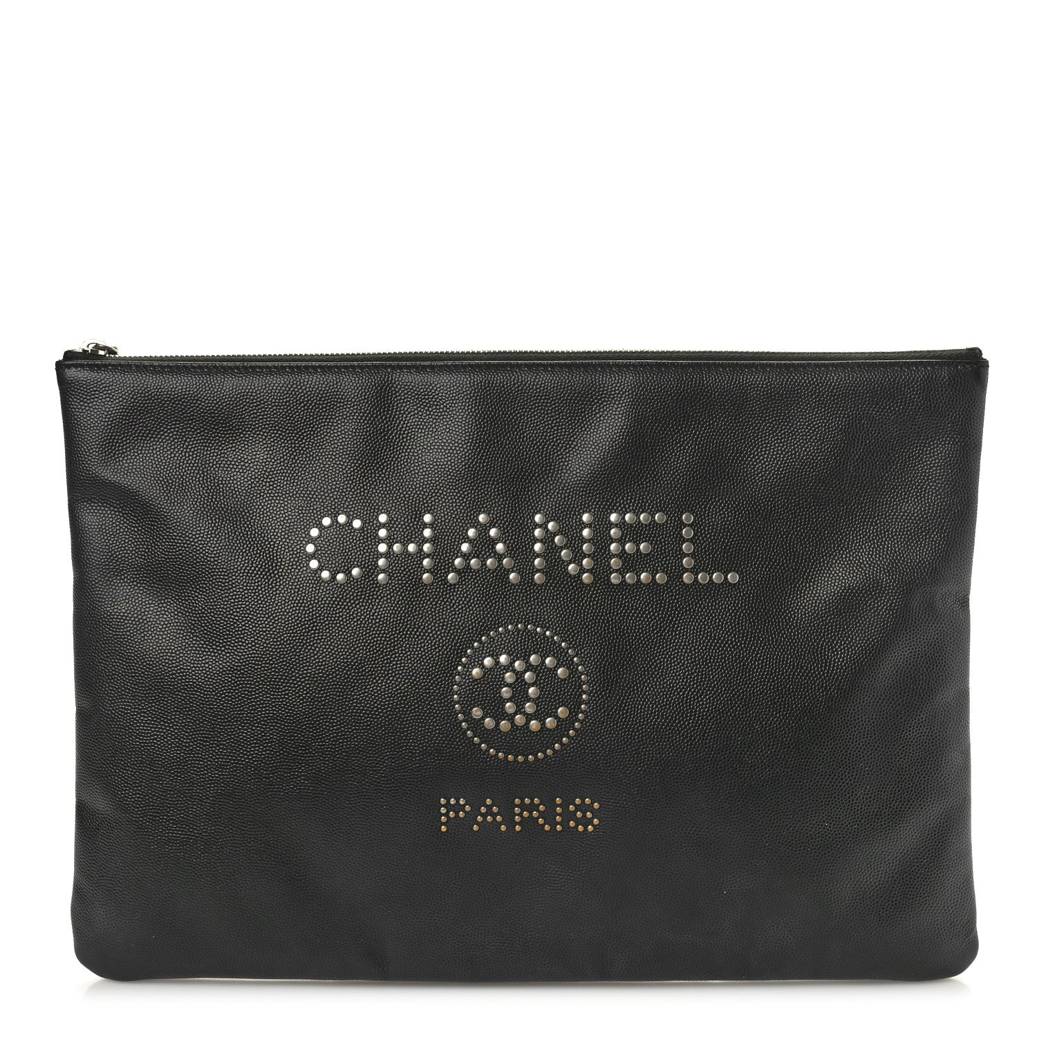 Chanel Caviar Studded Medium Deauville Pouch Black 1 of 8
