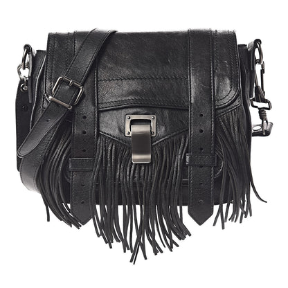 Proenza Schouler Lambskin Fringe PS1 Crossbody Pouch Black 1 of 11
