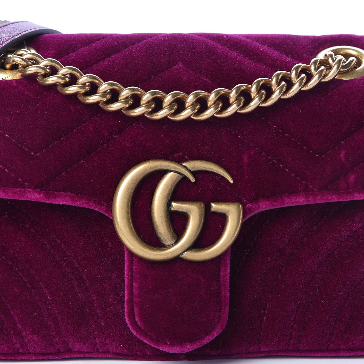 Gucci Velvet Matelasse Mini GG Marmont Shoulder Bag Fuchsia Violet Cyclamen 14 of 14
