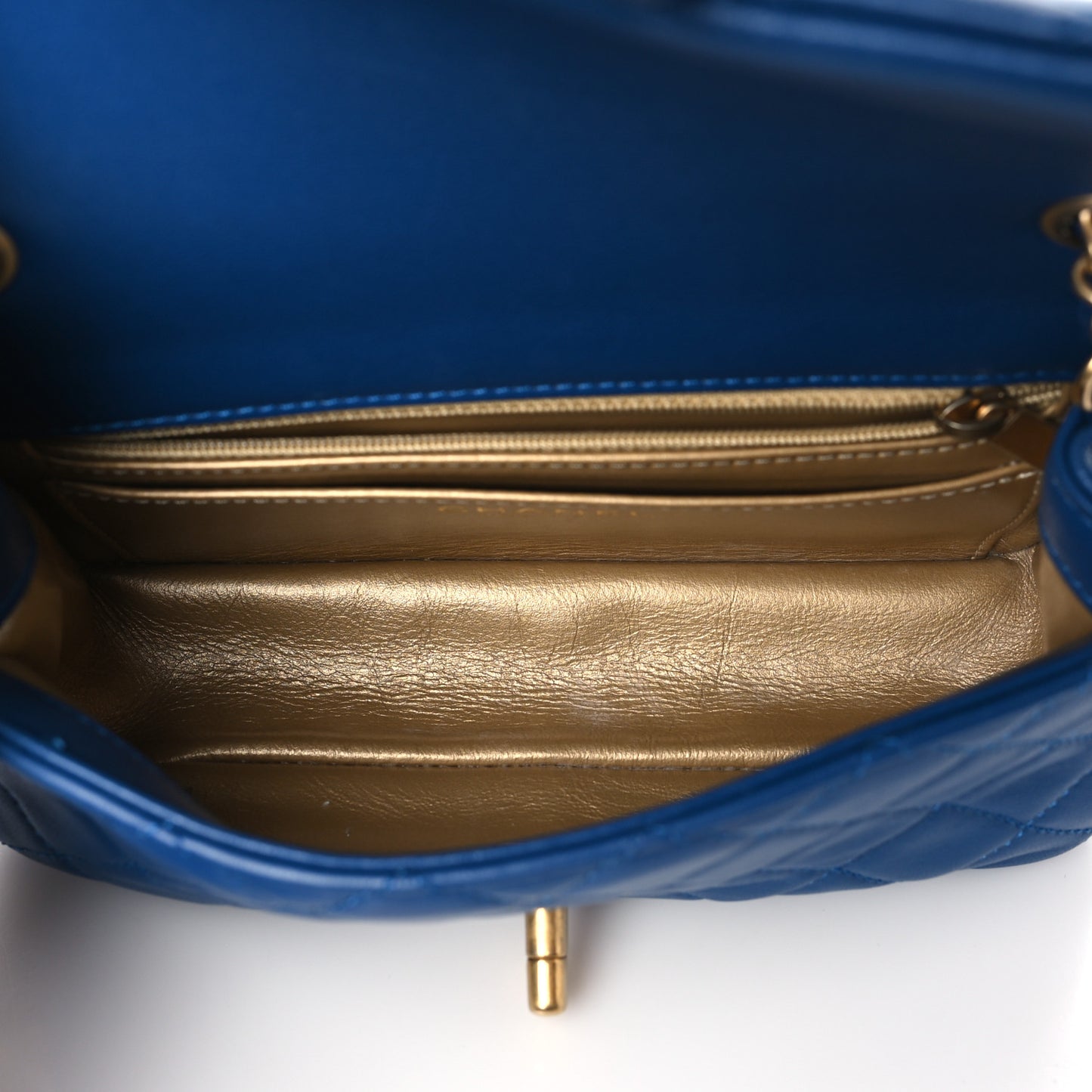 Lambskin Quilted Pearl Crush Mini Rectangular Flap Blue