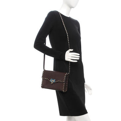 Valentino Garavani Pebbled Calfskin Medium Rockstud Flip Lock Crossbody Bag Deep Taupe 2 of 7