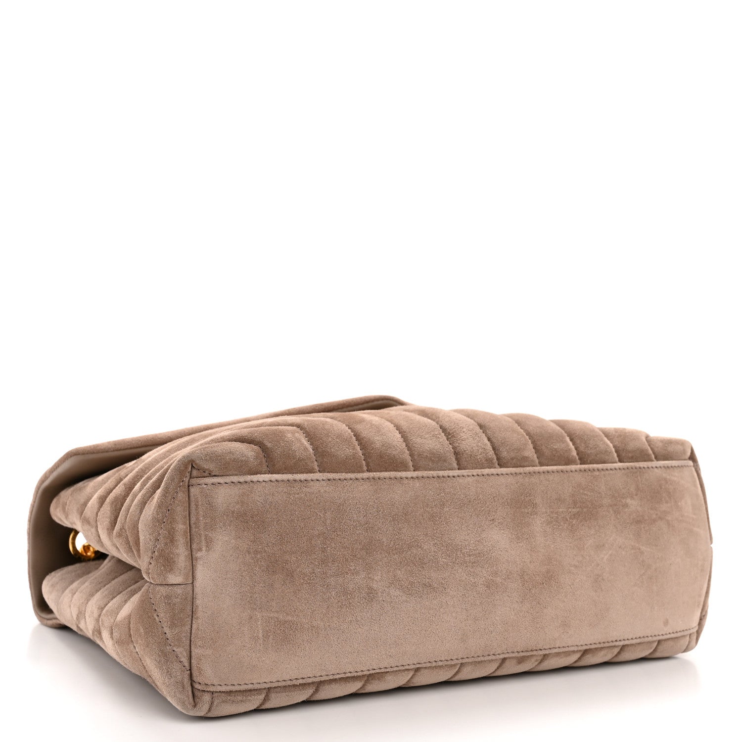 Saint Laurent Suede Y Quilted Monogram Medium Loulou Chain Satchel Taupe 4 of 12