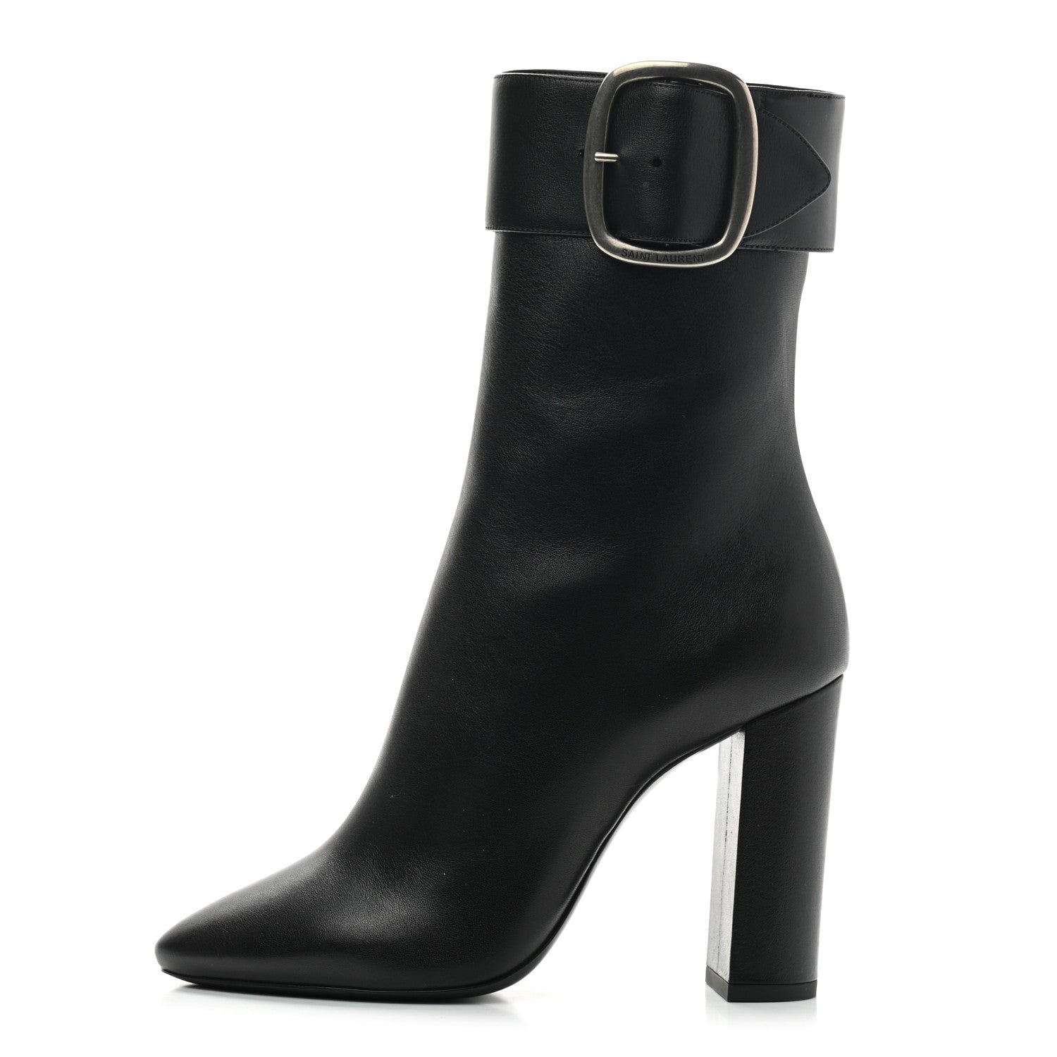 Saint Laurent Calfskin Joplin Buckle Booties 38 Black 1 of 6