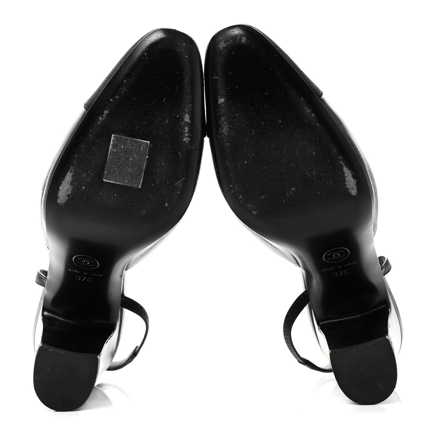 Lambskin Grosgrain Cap Toe CC Slingback Pumps 37 Black