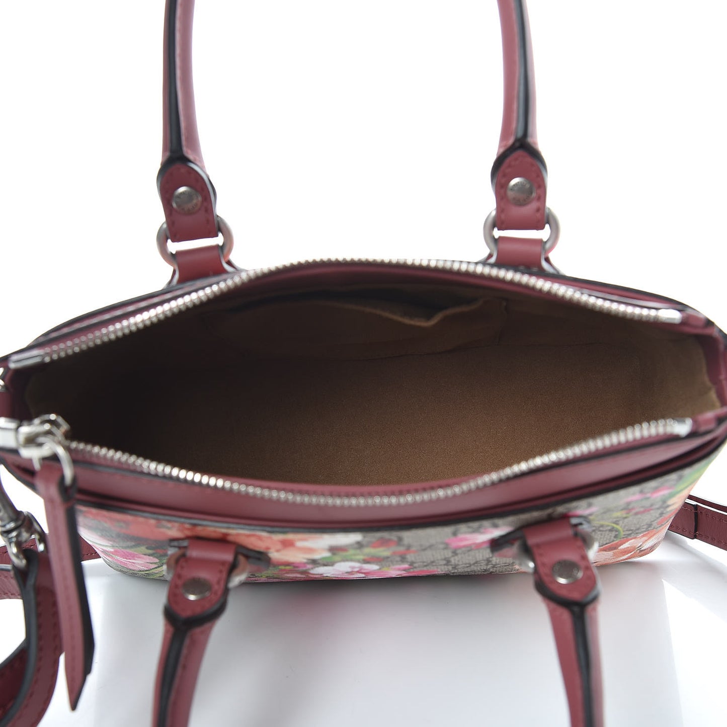 GG Supreme Monogram Blooms Mini Zip Top Tote Beige Multicolor Dry Rose