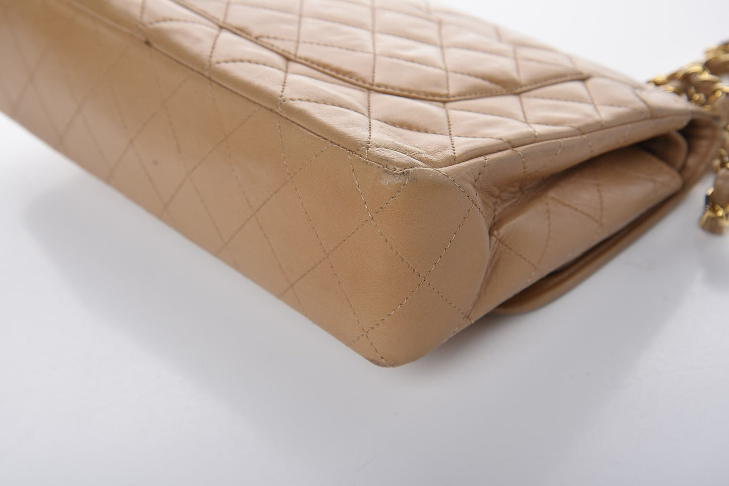 Lambskin Quilted Medium Single Flap Beige