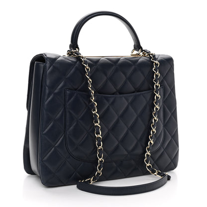Chanel Lambskin Quilted Large Trendy CC Flap Dual Handle Bag Navy Blue 3 of 10