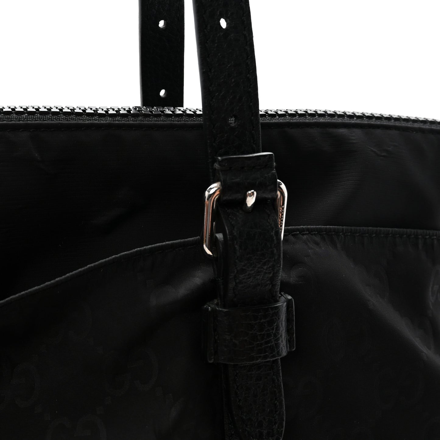 Nylon Monogram Dollar Calfskin Tote Black
