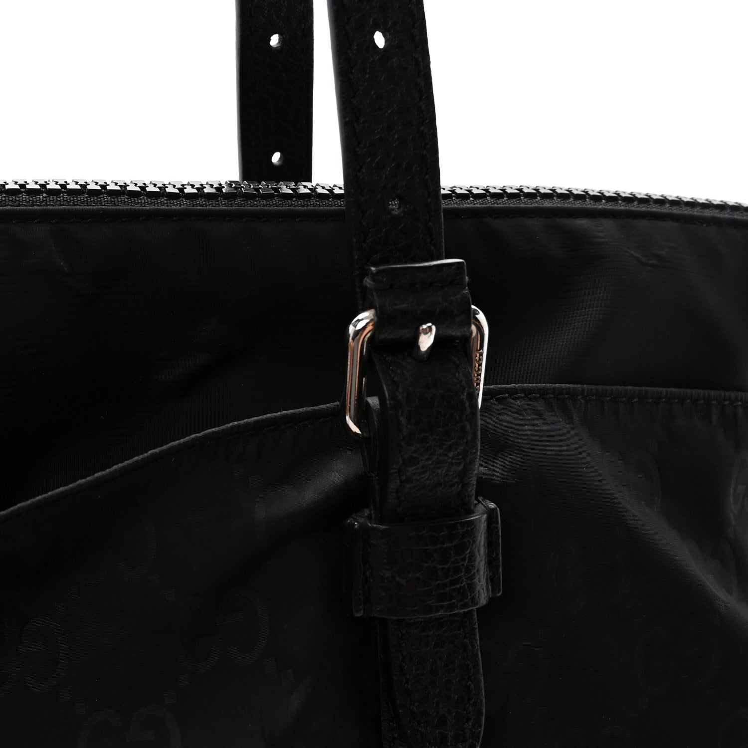 Gucci Nylon Monogram Dollar Calfskin Tote Black 11 of 11