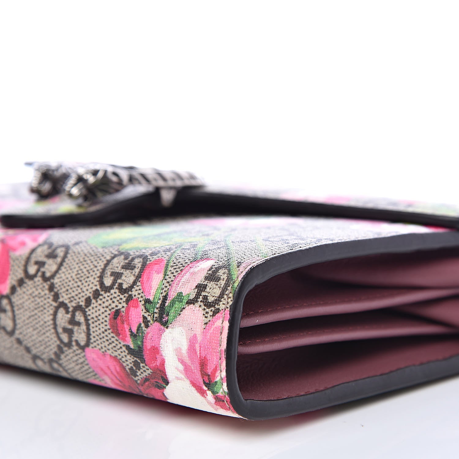 Gucci GG Supreme Monogram Blooms Mini Dionysus Chain Wallet Beige Multicolor Dry Rose 9 of 13