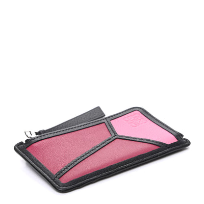 Loewe Calfskin Puzzle Colorblock Coin Card Holder Wild Rose Raspberry 4 of 7