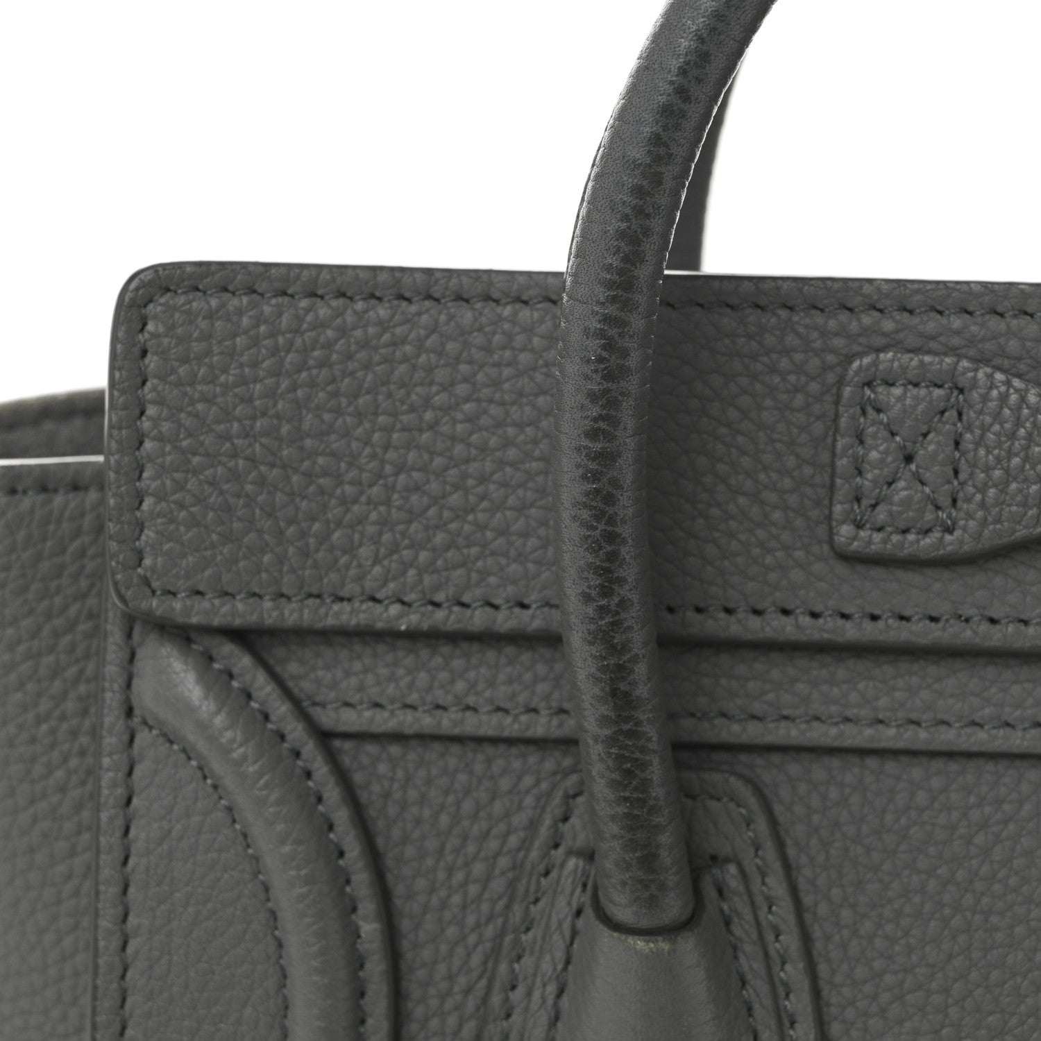 Celine Drummed Calfskin Nano Luggage Kohl 12 of 12