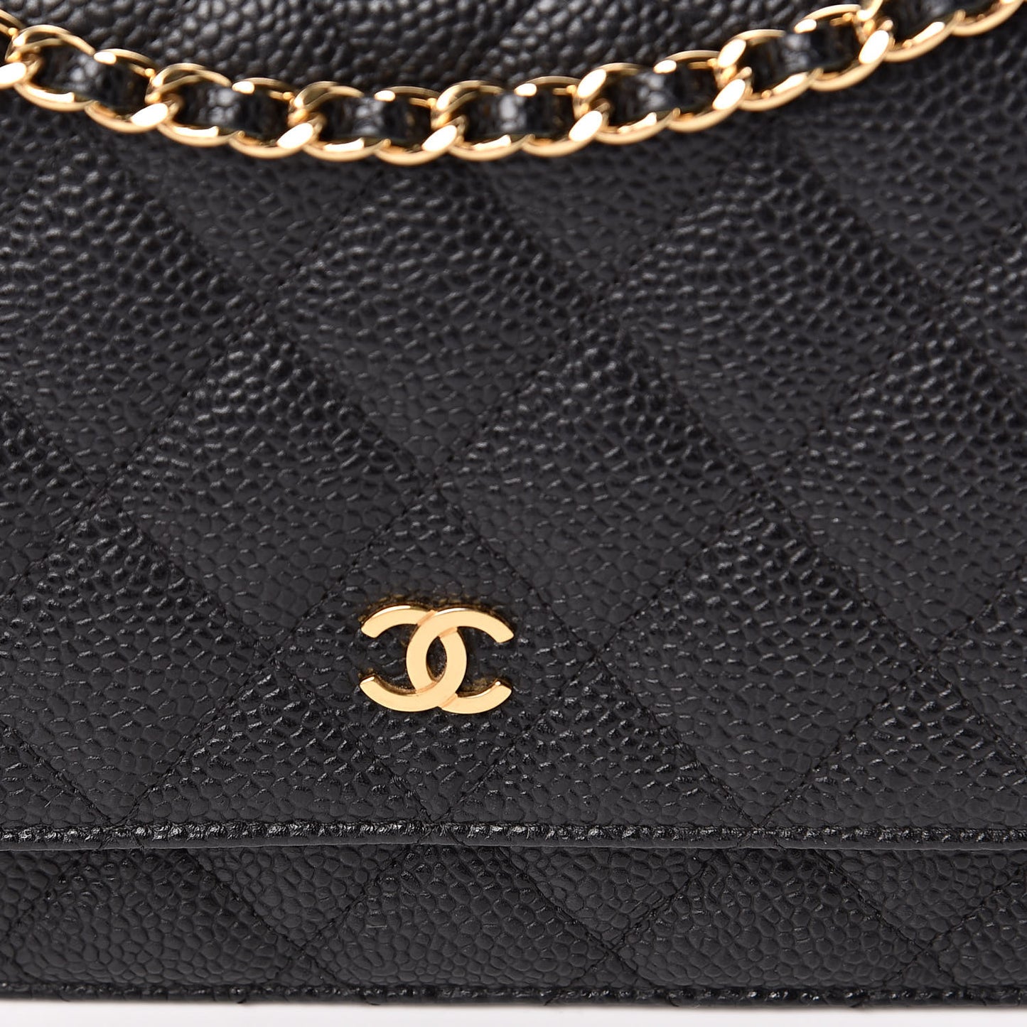 Caviar Quilted Wallet On Chain WOC Black