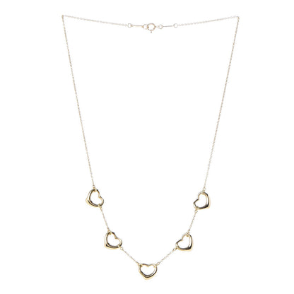 Tiffany 18K Yellow Gold Elsa Peretti 5 Open Heart Station Necklace 3 of 7