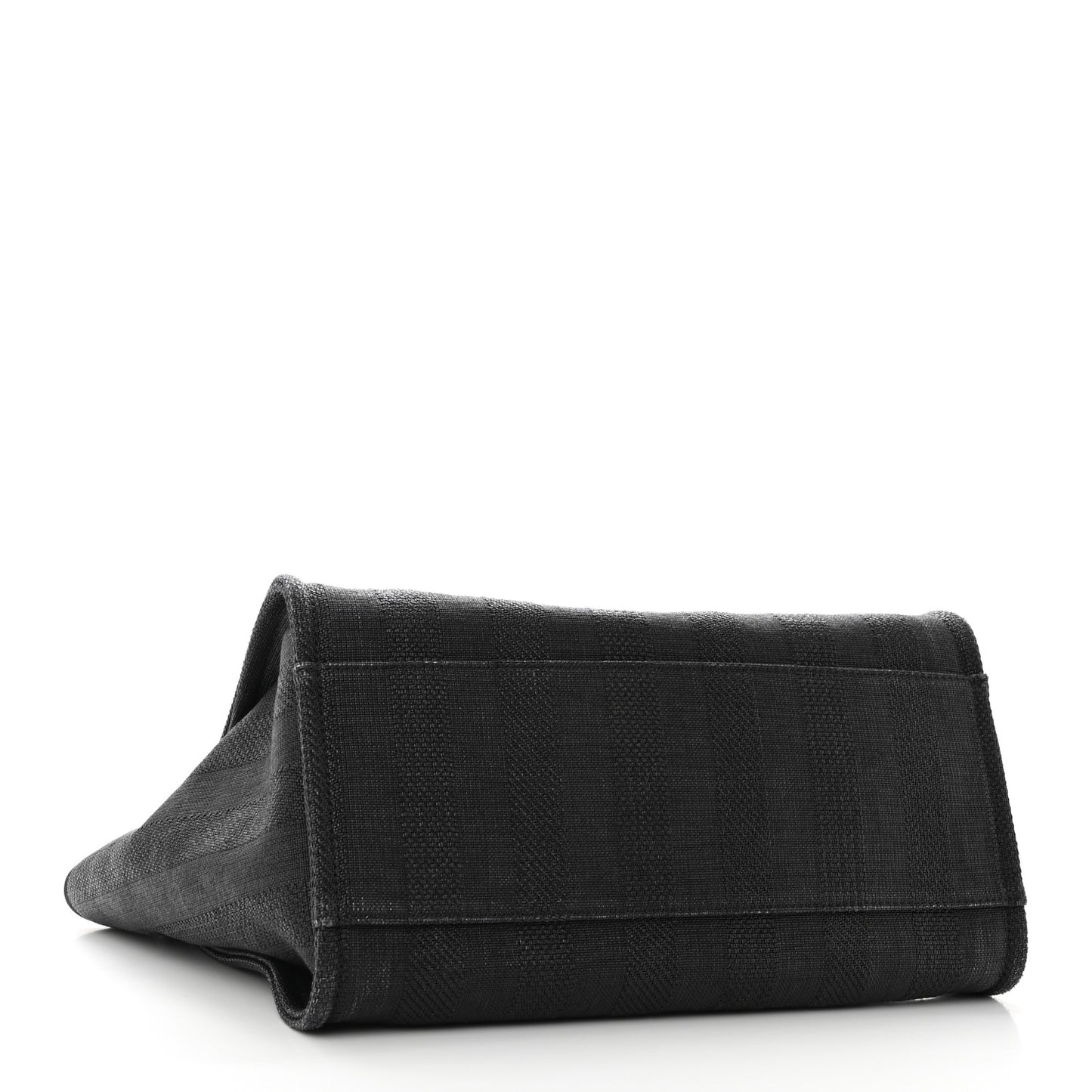 Mixed Fibers Calfskin Striped Medium Deauville Tote Black
