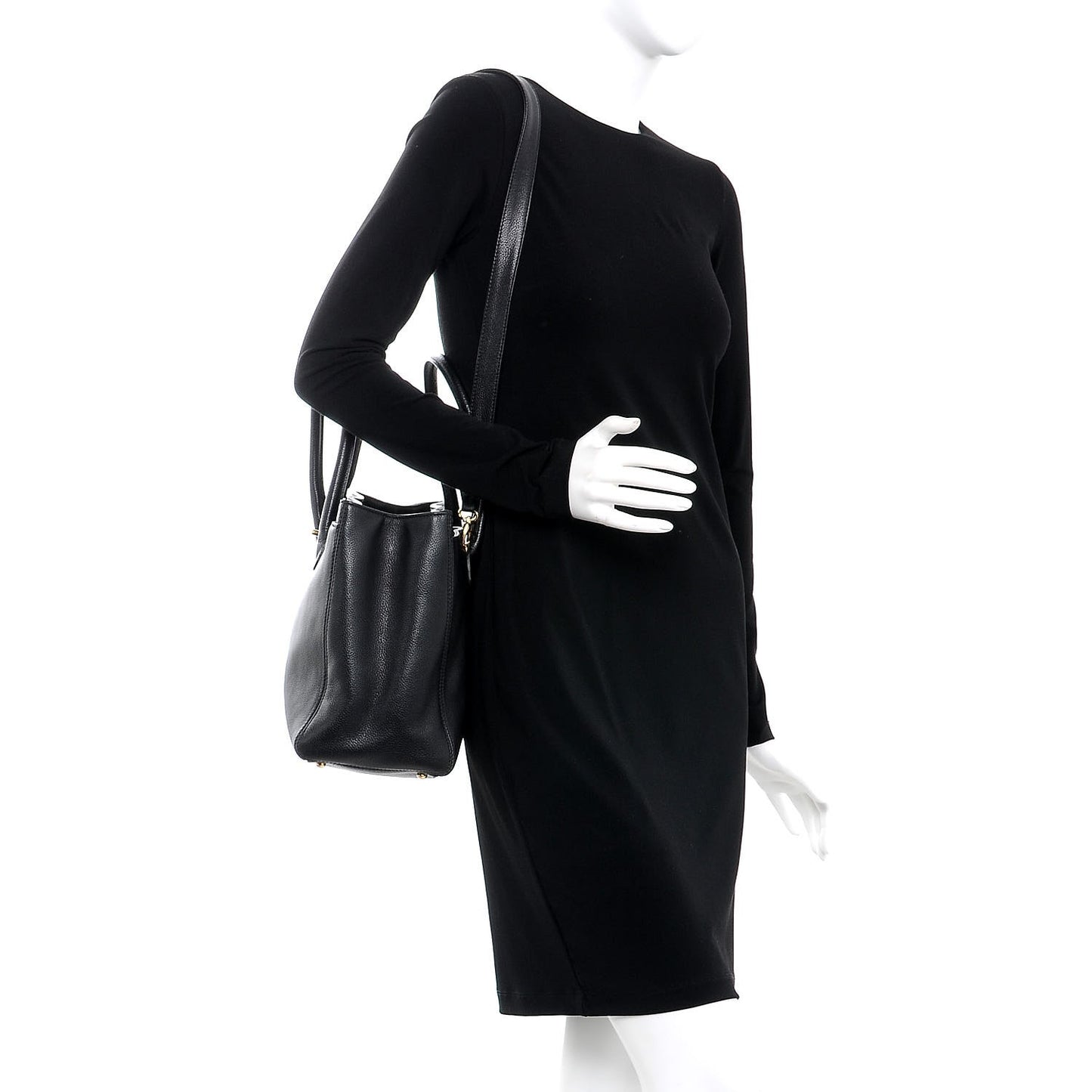 Calfskin Cerf Executive Shopper Tote Black