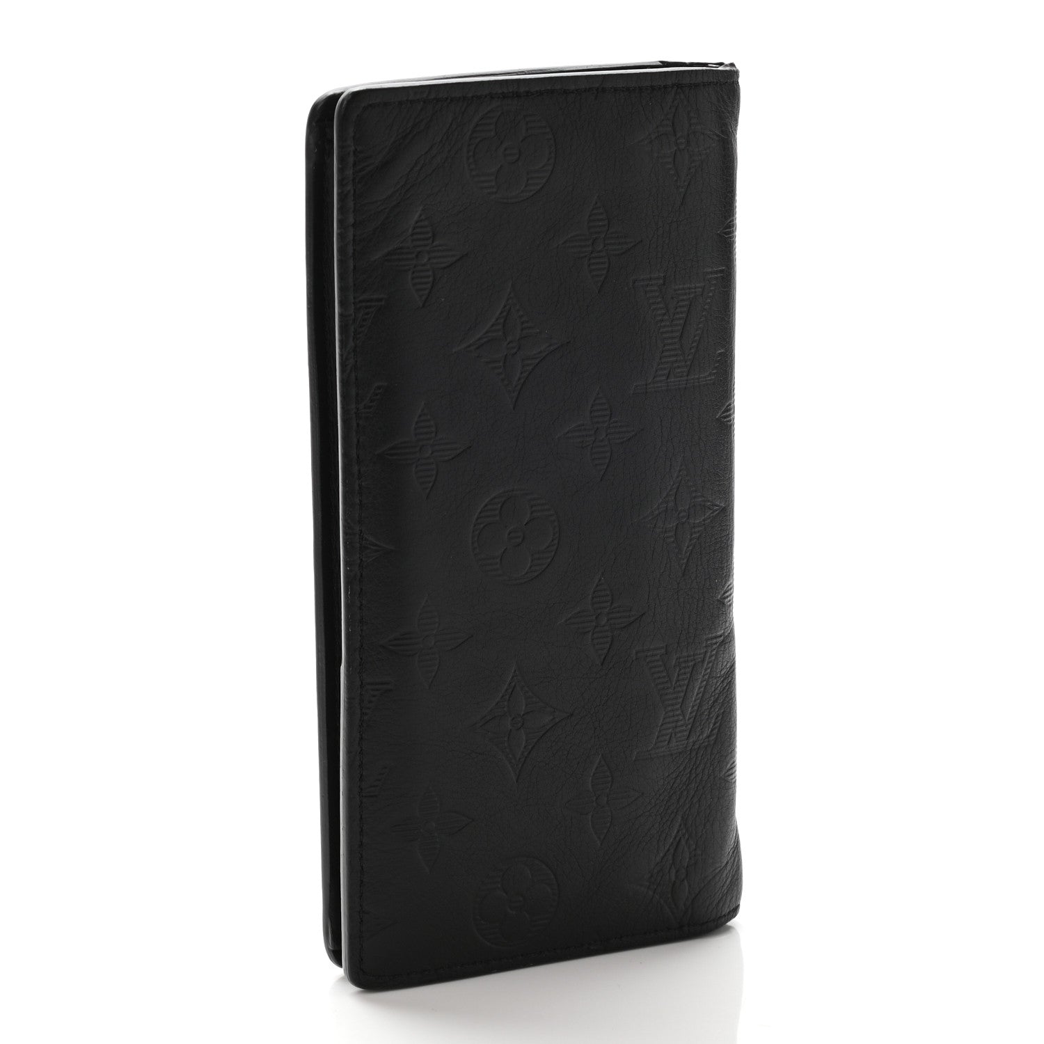 Louis Vuitton Calfskin Monogram Shadow Brazza Wallet Black 3 of 10