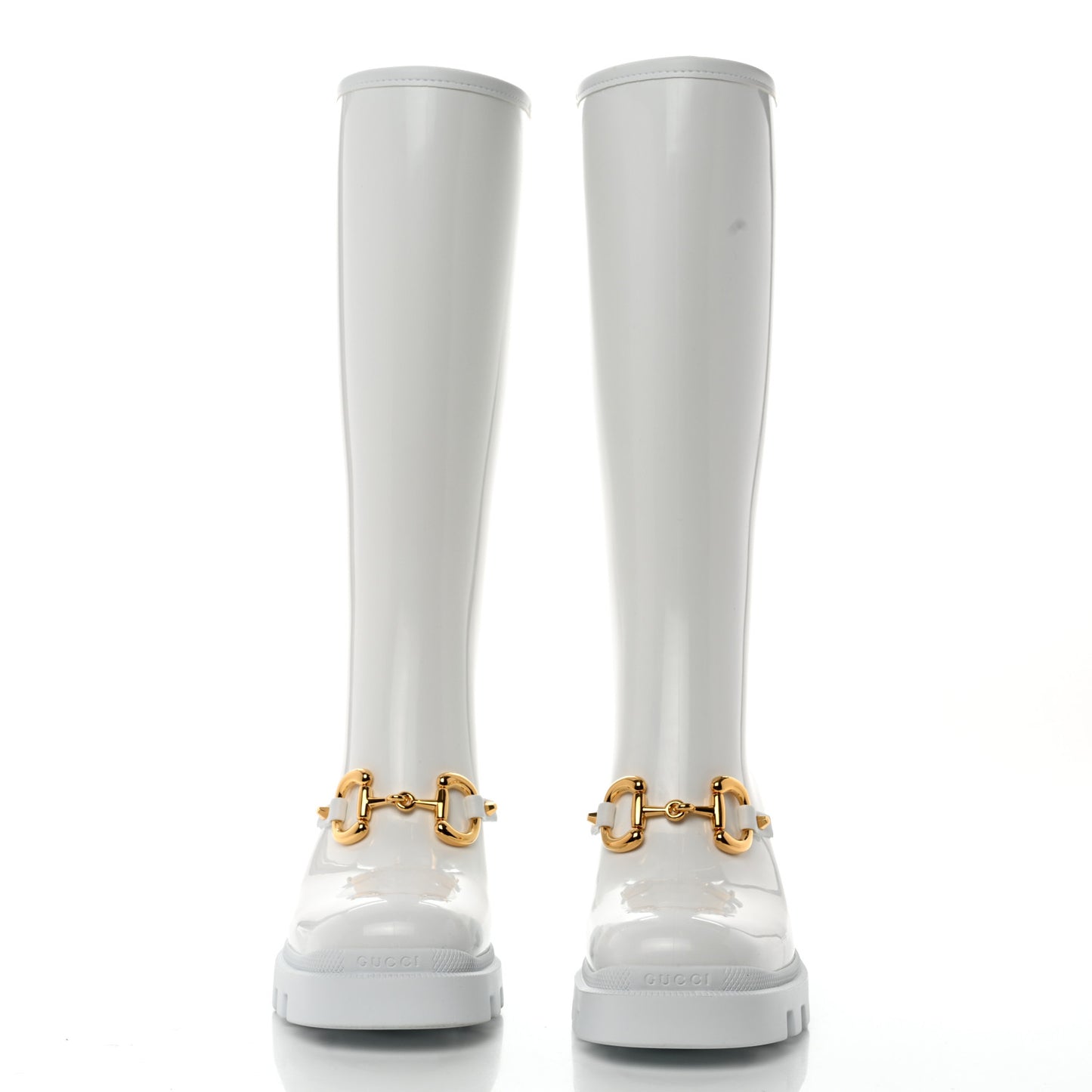 Rubber Horsebit Knee High Boots 37 Great White