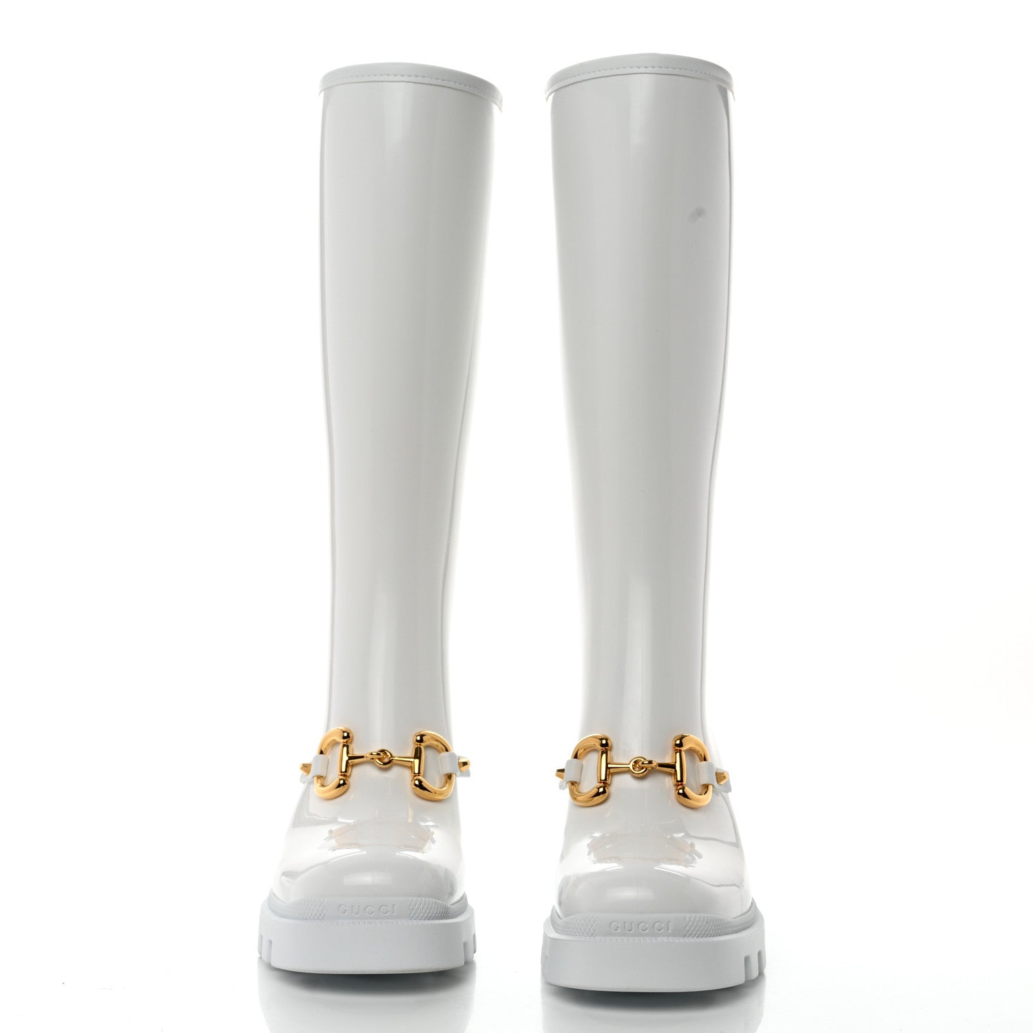 Gucci Rubber Horsebit Knee High Boots 37 Great White 2 of 8