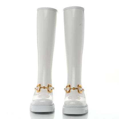 Gucci Rubber Horsebit Knee High Boots 37 Great White 2 of 8