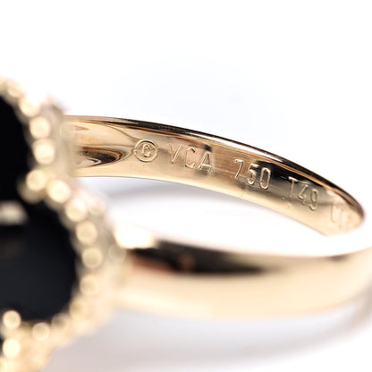 Van Cleef & Arpels 18K Yellow Gold Black Onyx Diamond Vintage Alhambra Ring 51 5.75 5 of 6
