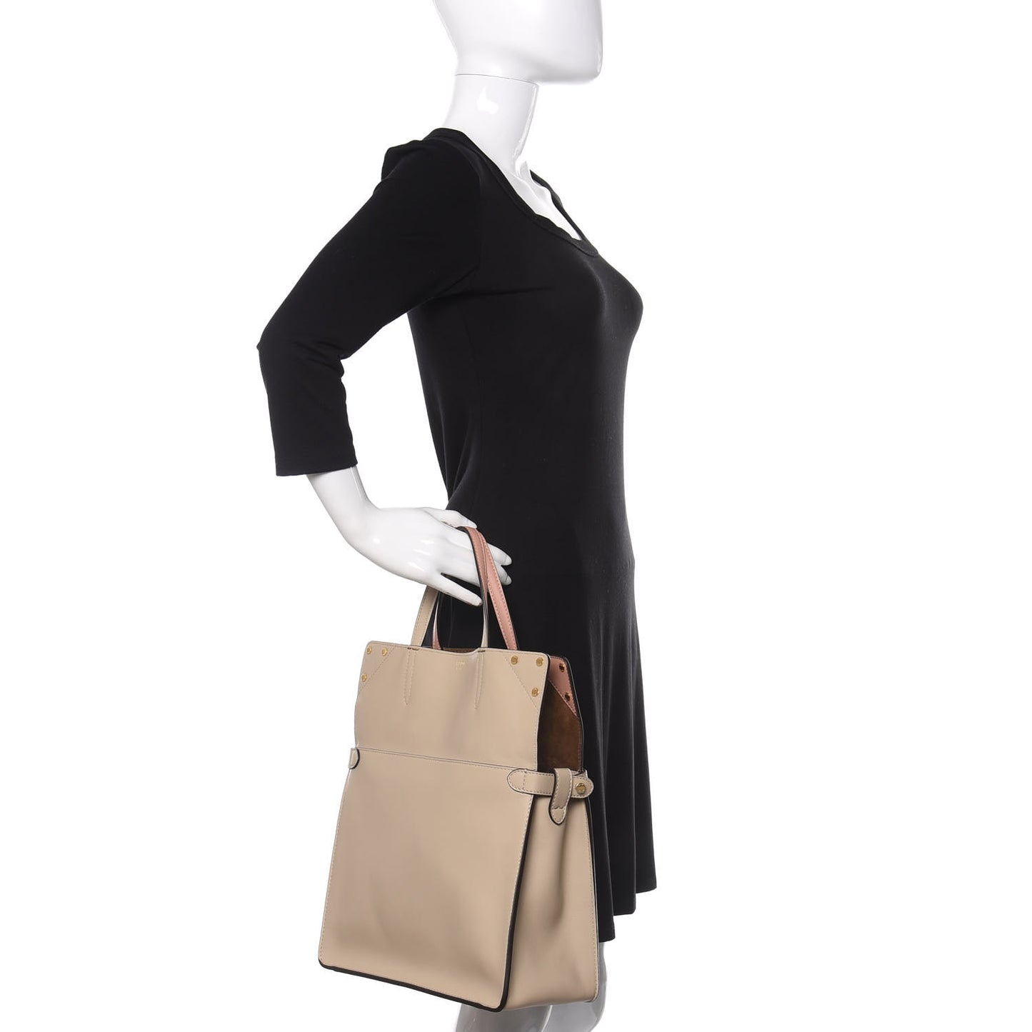 Vitello Grace Suede Large Flip Tote Nuvola Marrone Rosa Bourbon
