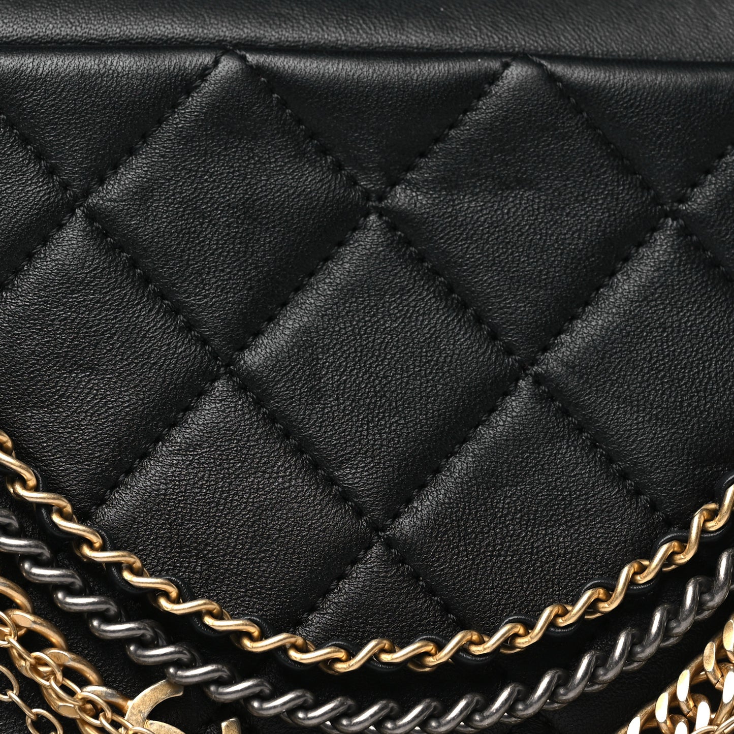 Lambskin Quilted All About Chains Camera Bag Black
