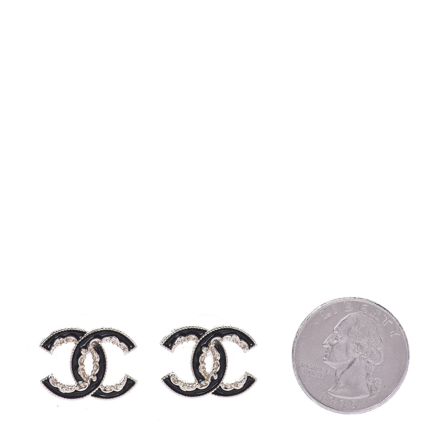 Enamel CC Baroque Earrings Black Gold