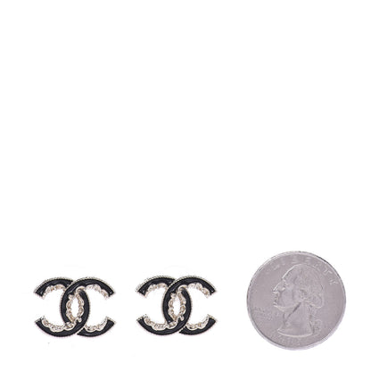 Chanel Enamel CC Baroque Earrings Black Gold 2 of 5