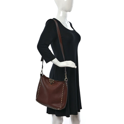 Valentino Garavani Pebbled Calfskin Small Rockstud Flip-Lock Messenger Bag Light Brown 2 of 11