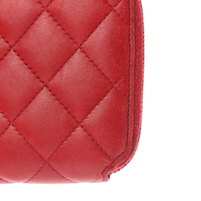 Chanel Lambskin Quilted Large Gusset Zip Around Wallet Red 10 of 11