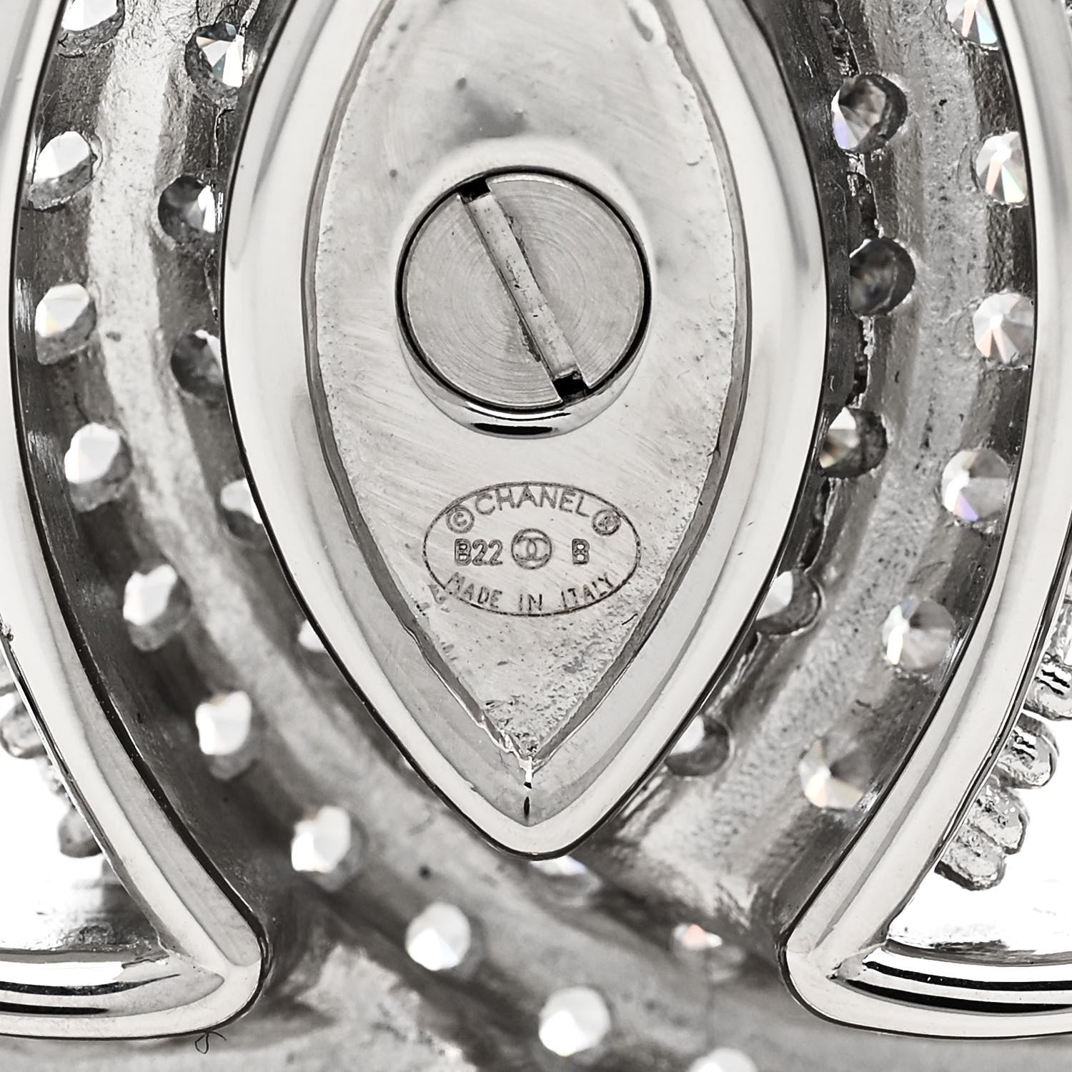Chanel Crystal CC Turnlock Brooch Silver 3 of 3