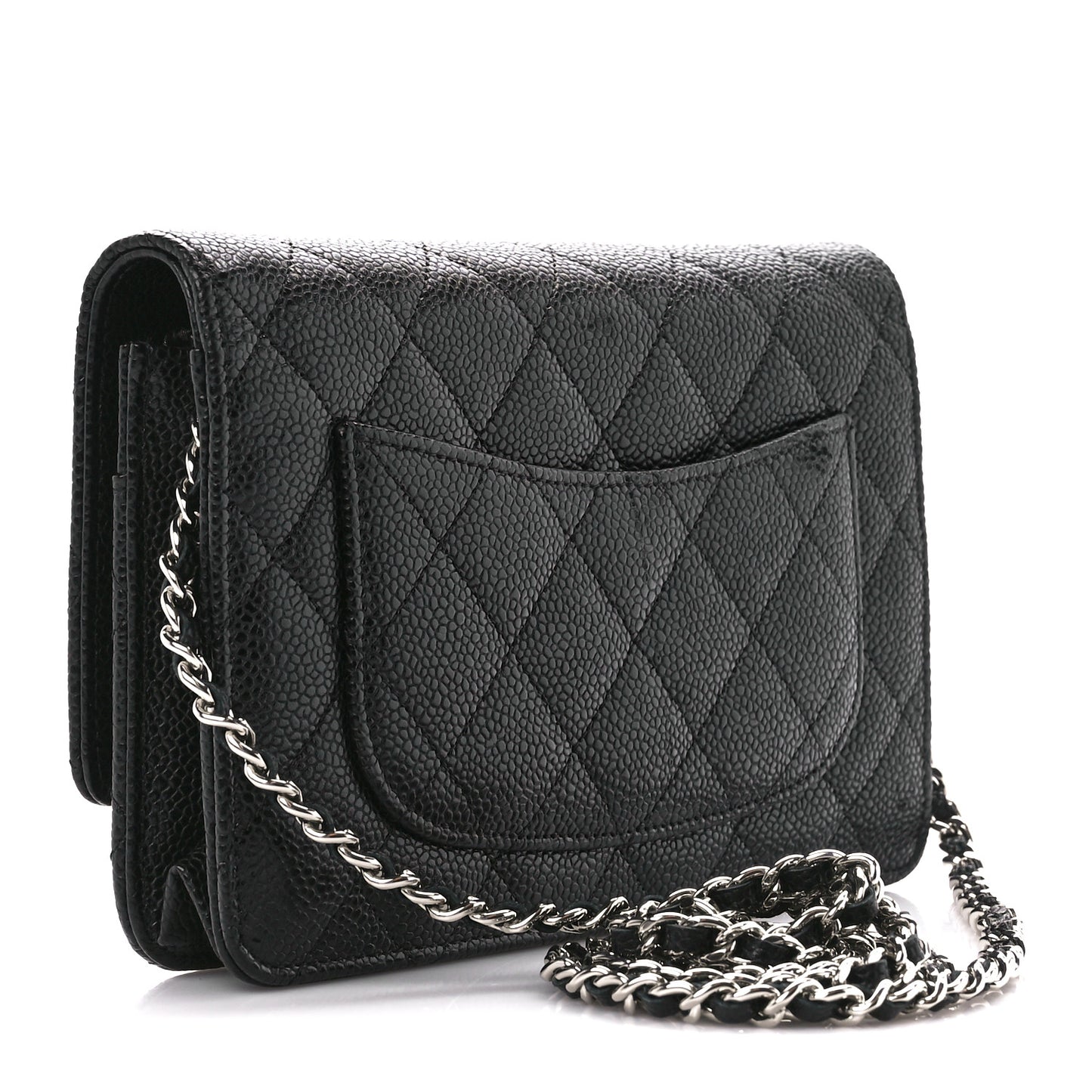 Caviar Quilted Wallet on Chain WOC Black