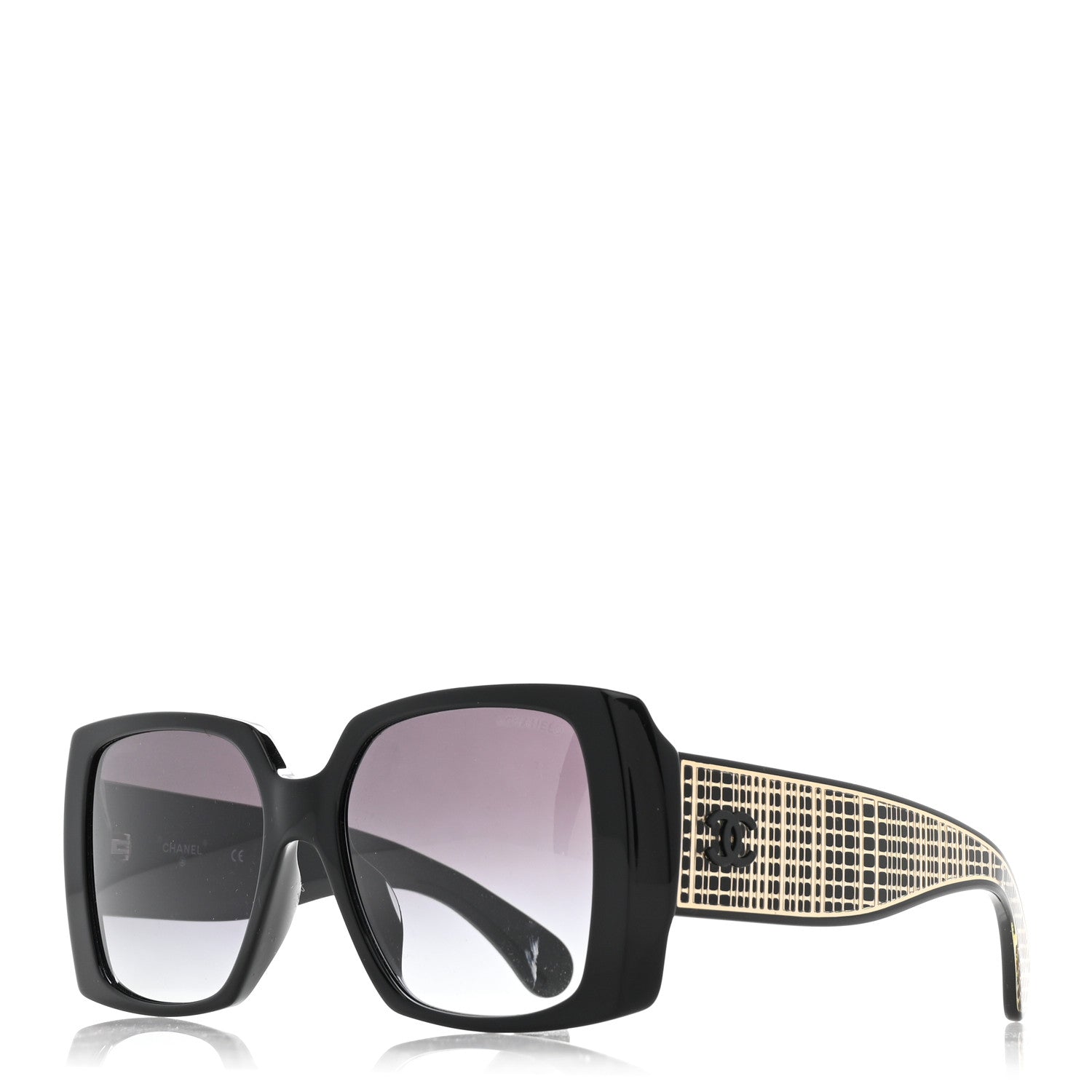 Chanel Acetate Rectangle Sunglasses 71551A Black Gold 1830862
