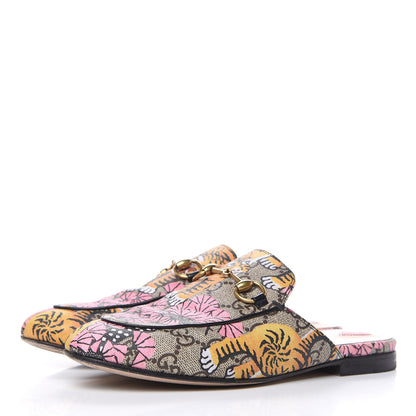 Gucci GG Supreme Monogram Bengal Womens Princetown Slippers 35 Beige Crop Pink 3 of 11