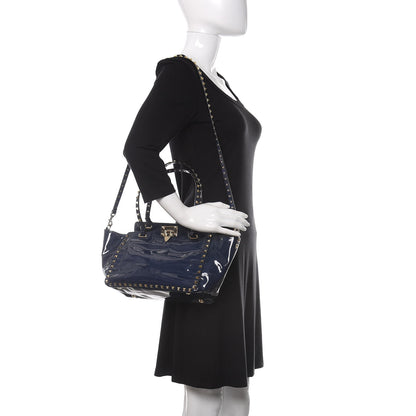 Valentino Garavani Patent Small Rockstud Tote Navy 2 of 10