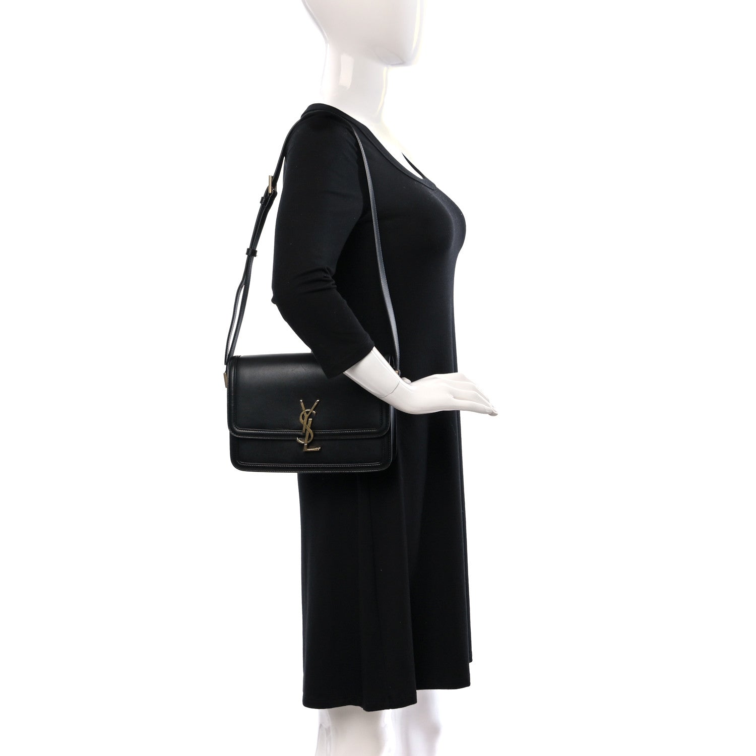 Saint Laurent Box Calfskin Monogram Medium Solferino Satchel Black 2 of 12